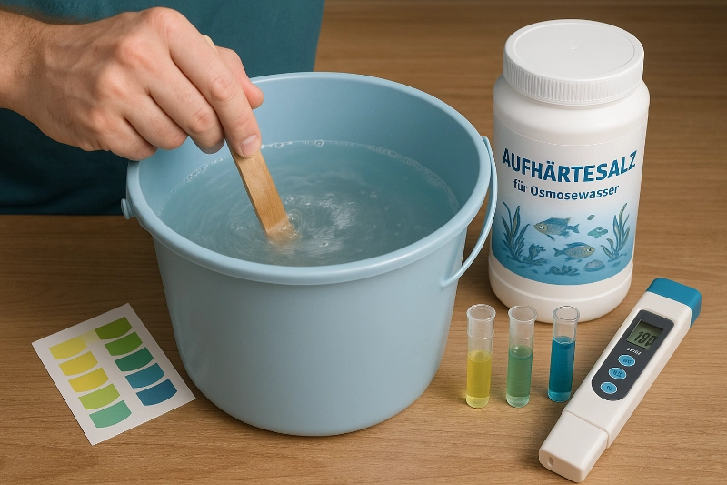 Aquarianer härtet Osmosewasser mit Mineralsalz auf