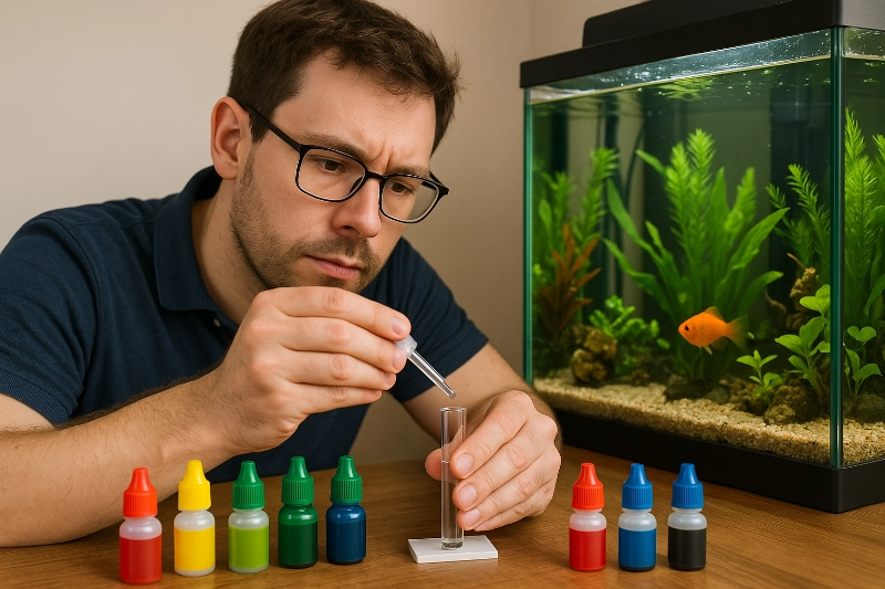 Aquarianer testet Wasserwerte nach Einsatz von Osmosewasser - umkehrosmose für aquarium