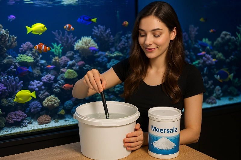 Osmosewasser wird mit Meersalz für ein Riffaquarium gemischt - umkehrosmose aquarium 