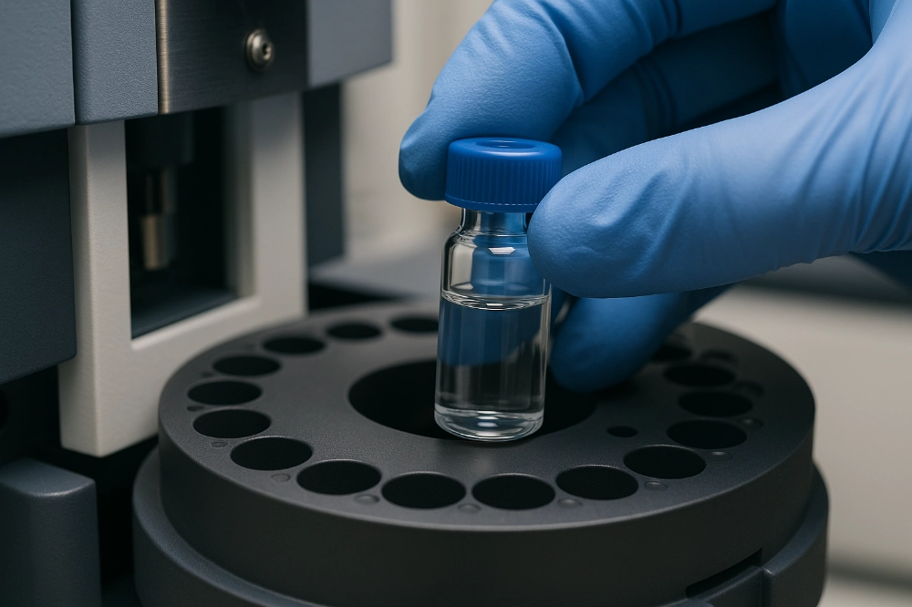 Labortechniker analysiert Wasserprobe auf PFAS