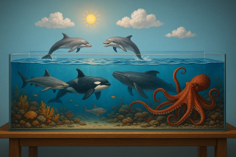 Illustration eines Salzwasseraquariums mit Osmosewasser