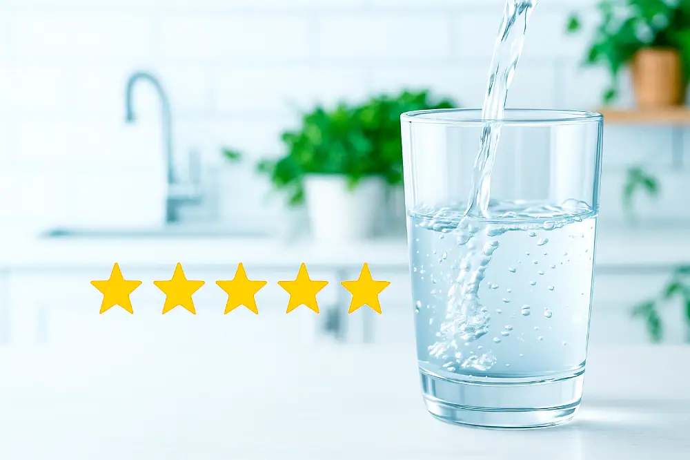 Bewertungen bei Emino Wasserglas mit klarem frischem Wasser